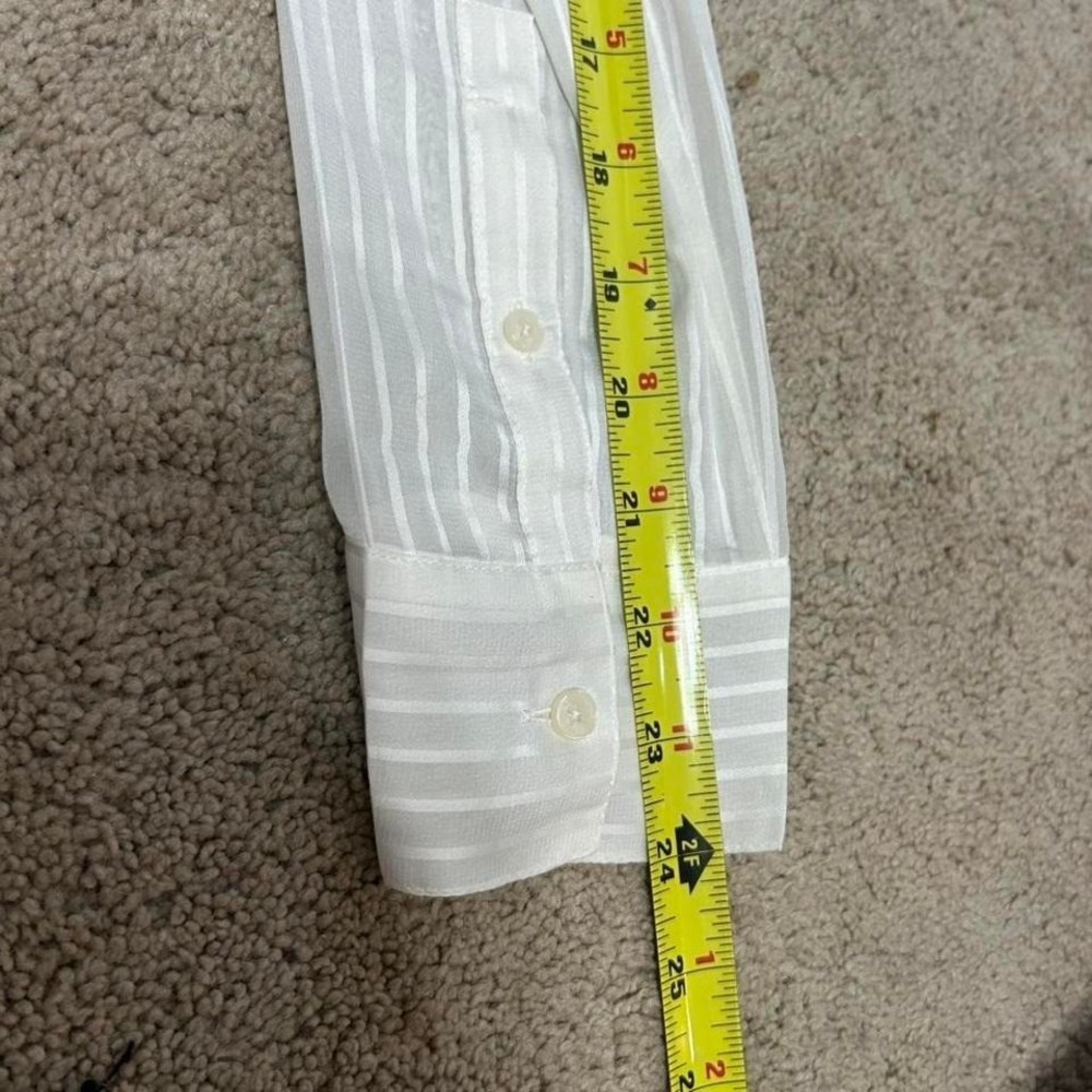 Express Portifino Shirt Roll Tab Button Up Sheer Striped Womens S Minimalist - Picture 8 of 8